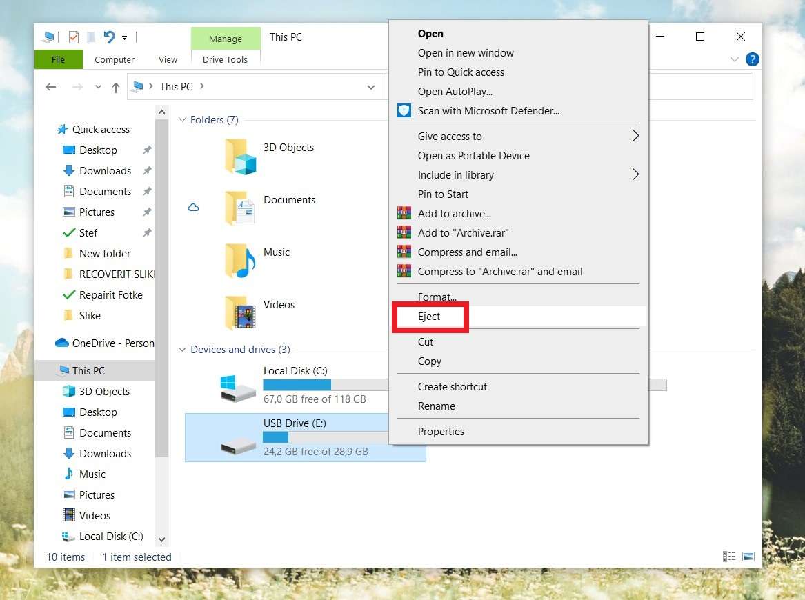 disconnect external devices from an infected computer