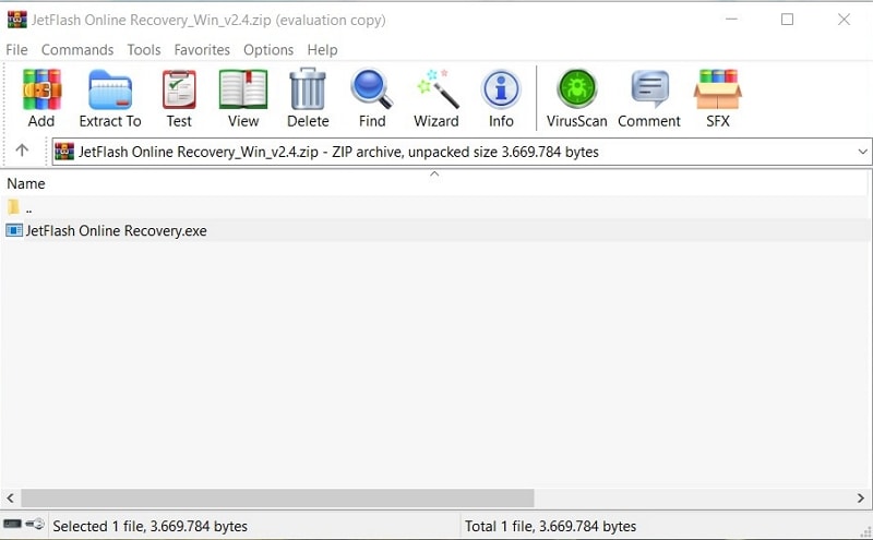 décompresser l'outil de récupération en ligne jetflash