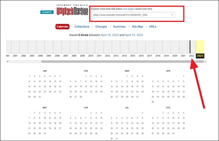 escolha a data do vídeo do YouTube rastreado