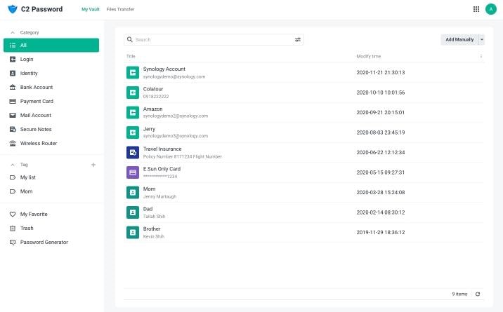 interface do synology c2 password