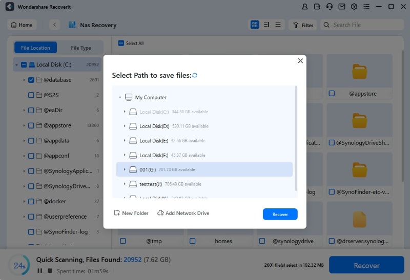 salve os dados restaurados no computador