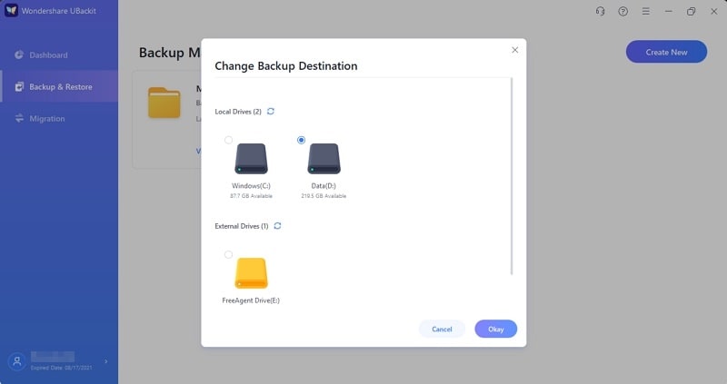 restaurar os arquivos de backup