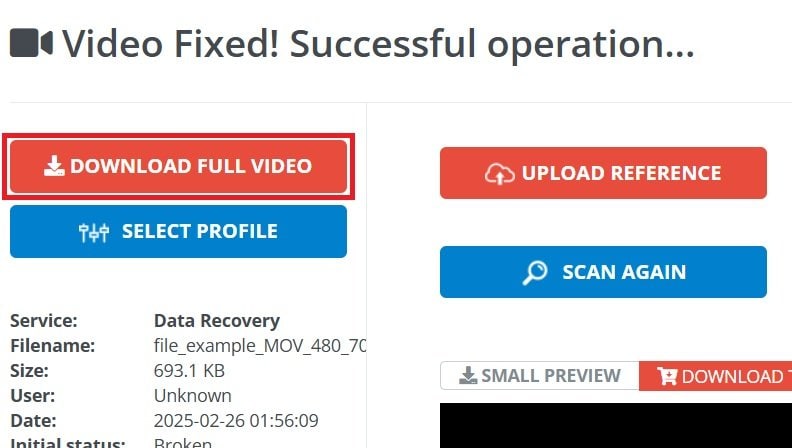 download full repaired video using fixvideo online