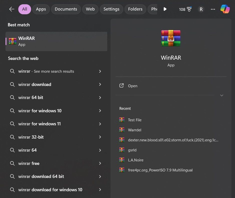 abra o aplicativo winrar