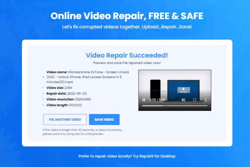 pré-visualizar arquivo wondershare repairit