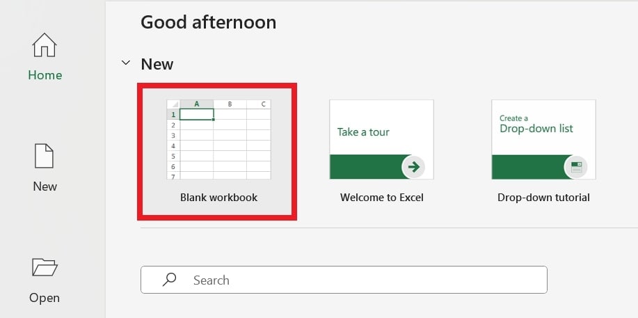 blank workbook