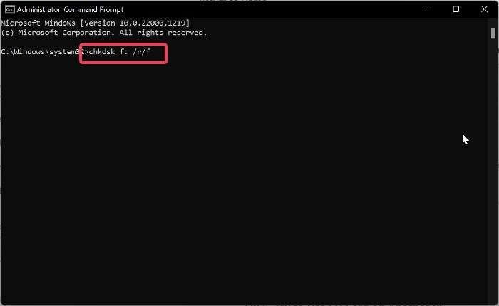 chkdsk f: /r/f