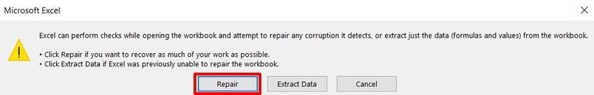 use the repair button