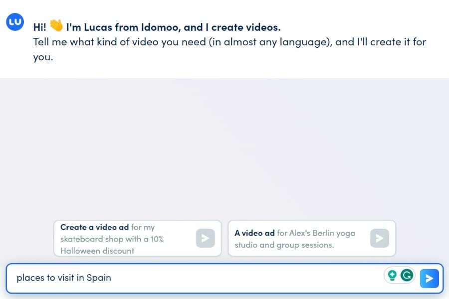insira um comando de texto para o lucas ai