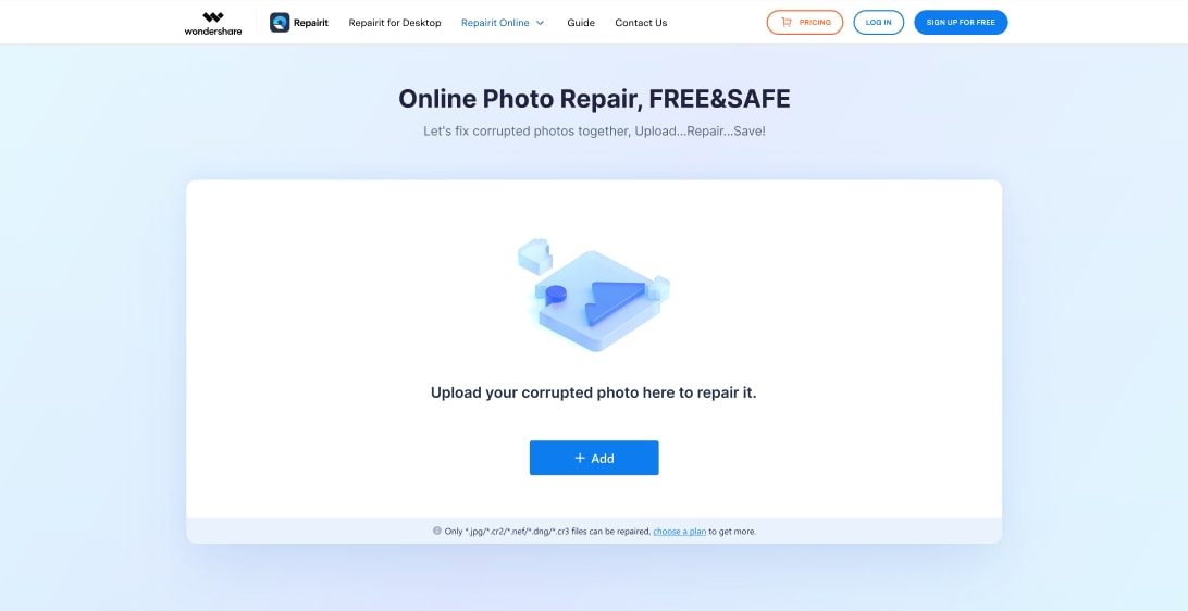 interface do wondershare photo recovery