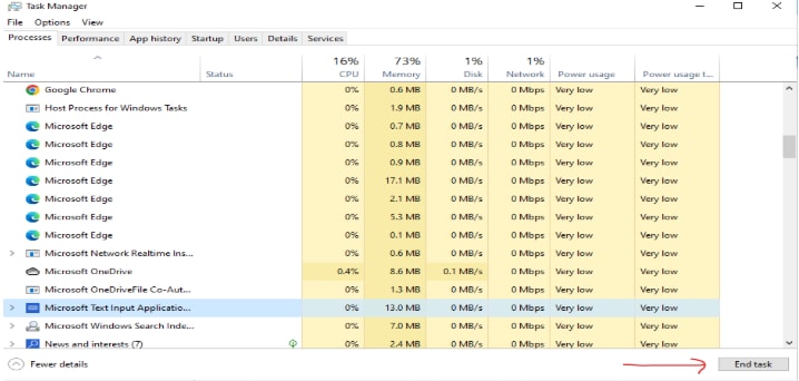 select microsoft excel from the list click end task
