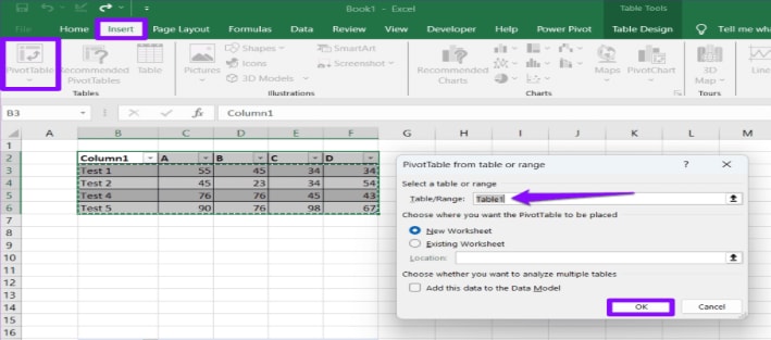 enter a name for the cell range and click ok