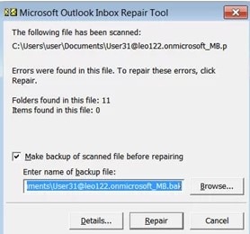 opção de reparo