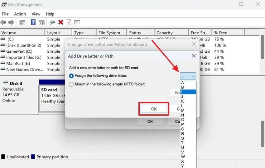 assign the drive letter