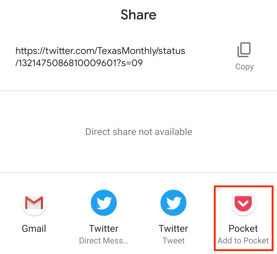 Toque em Adicionar ao Pocket