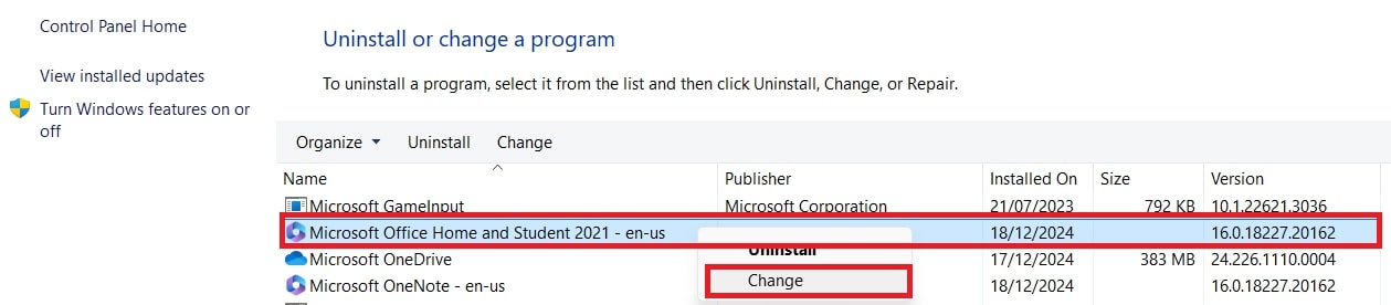 change microsoft office