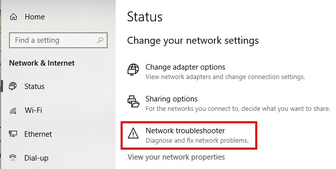 Windows Solução de Problema de Rede
