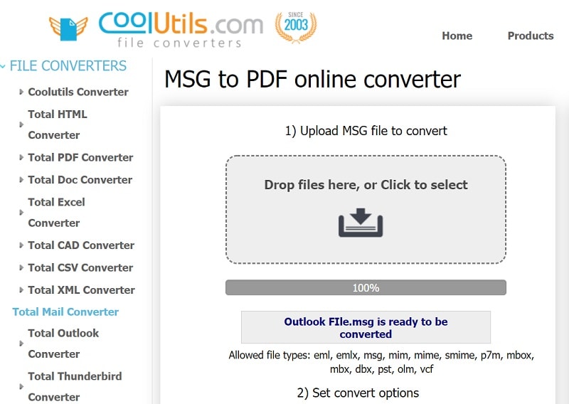 CoolUtils Carregar arquivo MSG
