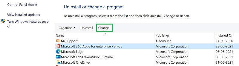 change application
