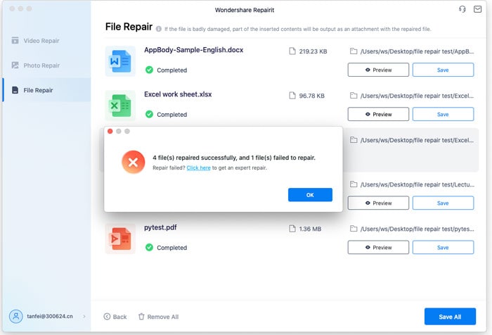 arquivo zip corrompido reparado com repairit