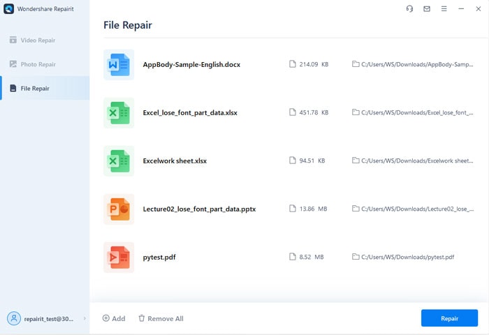 click repair to begin repair process