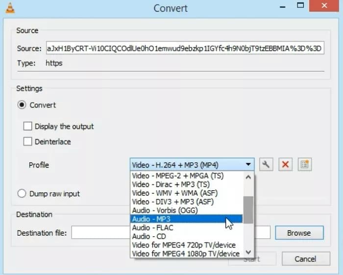 select audio format for youtube