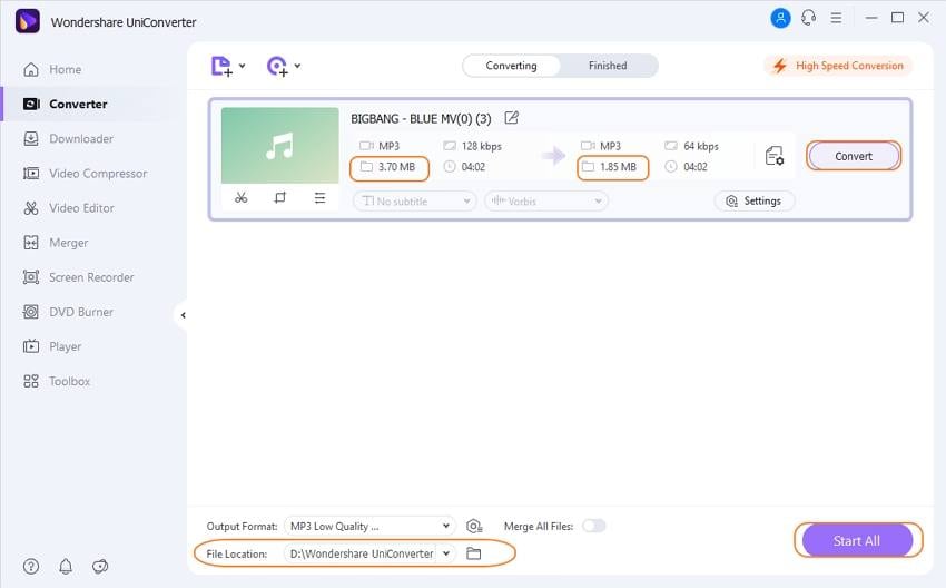 reduce audio file size