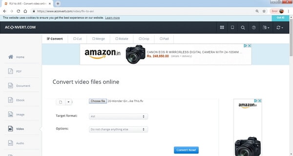 converti flv in avi con AConvert