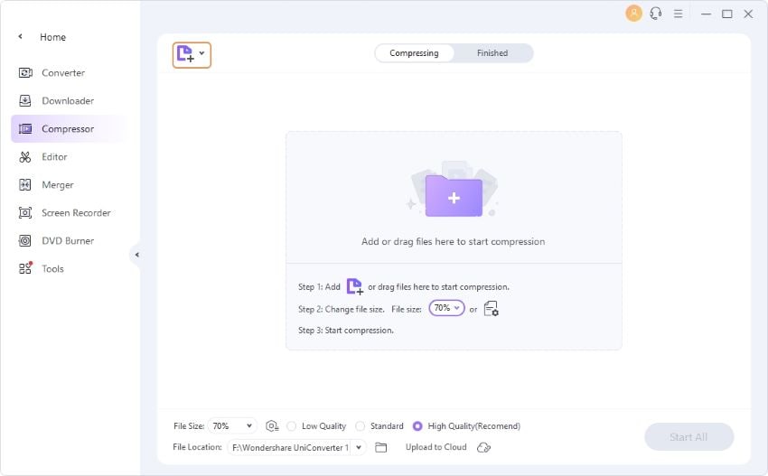 add video you want to compress
