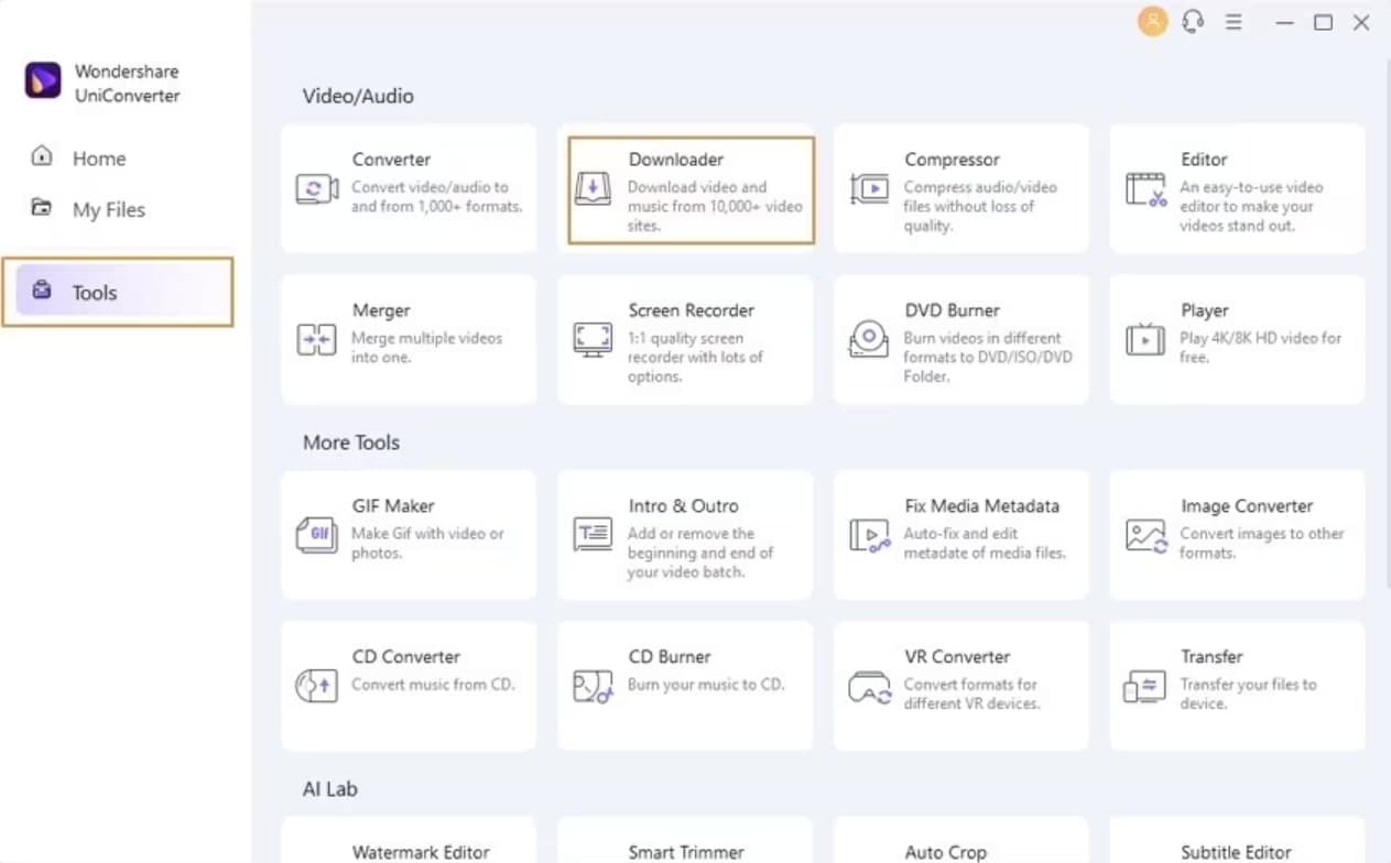 acessar o recurso de downloader