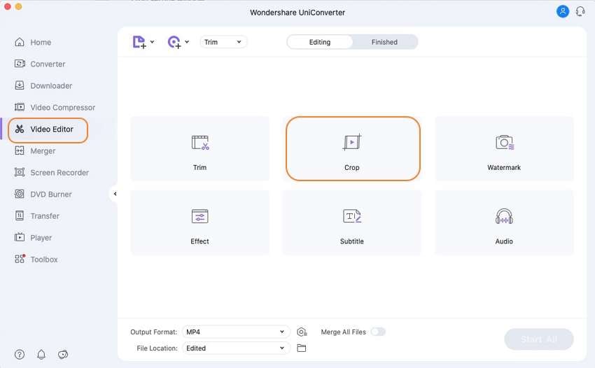 open wondershare Video Editor