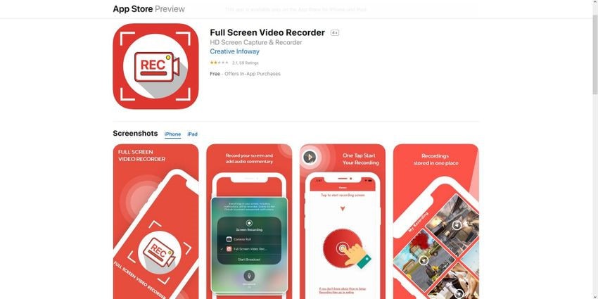 full screen record iphone