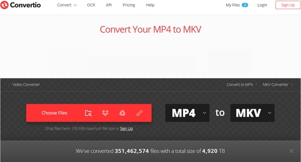 convert MP4 to MKV by Convertio