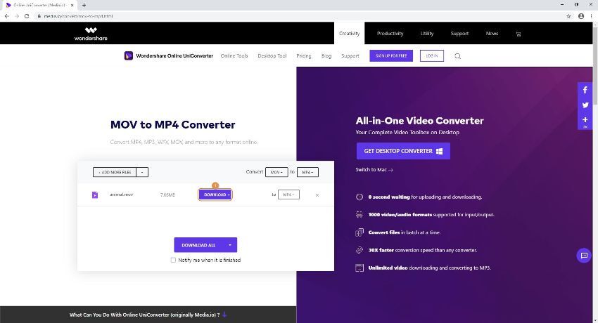 converti file in PSP da Online UniConverter