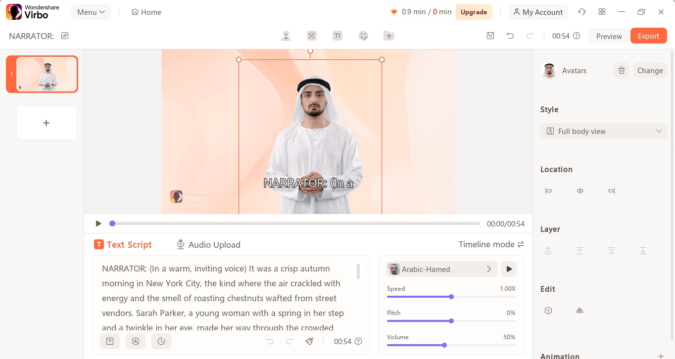 generating video with sample of audio script